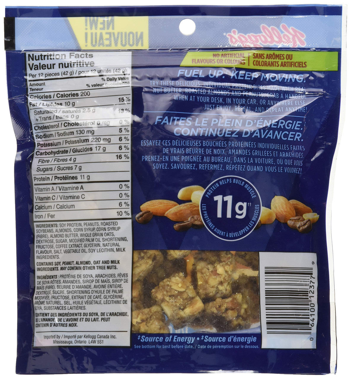 Kellogg's Vector Protein Bites, Coffee Nut Flavour, 170g/6oz. (Imported from Canada)